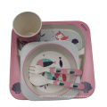 Eco friendly 5pc bamboo fiber tableware for kids korean kids tableware